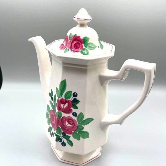 Adams Bridgwater English Ironstone Coffee Pot with Lid from England 9.5 x 8.5 - Picture 13 of 14